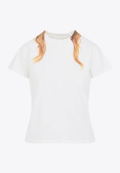 Maison Margiela Blonde Hair Print T-shirt In White