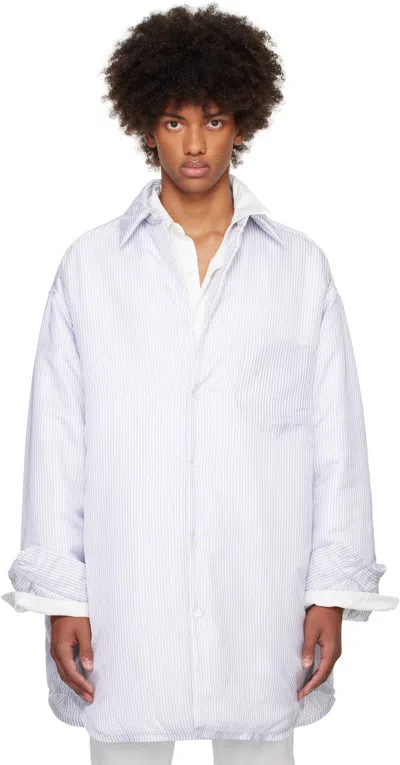 Maison Margiela Blue & White Padded Shirt In 001f Blue