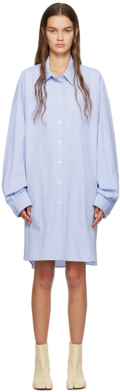 Maison Margiela Oversized Striped Shirt In Blue