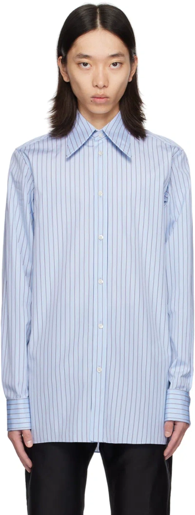 Maison Margiela Blue & White Point Collar Shirt In 001f Light Blue