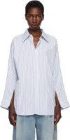 Maison Margiela White And Light Blue Cotton Shirt In 001f White/grey