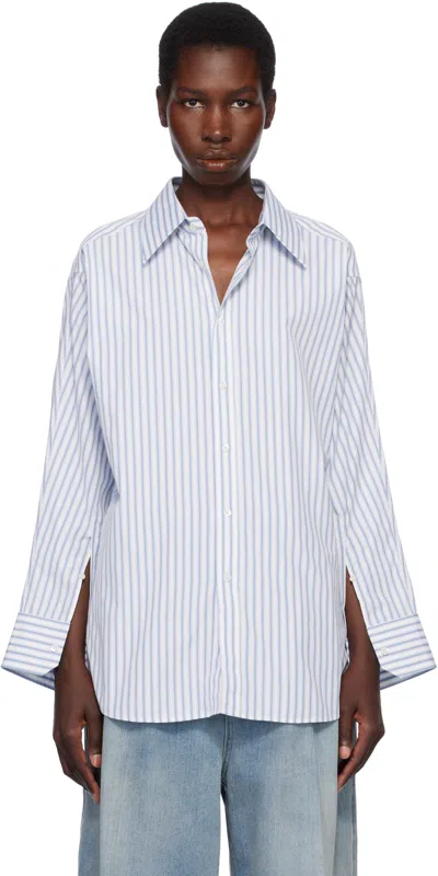 MAISON MARGIELA BLUE & WHITE STRIPE COTTON SHIRT