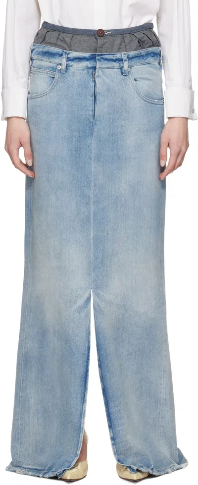 MAISON MARGIELA BLUE 'ANONYMITY OF THE LINING' DENIM MAXI SKIRT