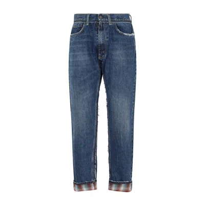 Maison Margiela Blue Cotton 5 Pocket Pants For Men