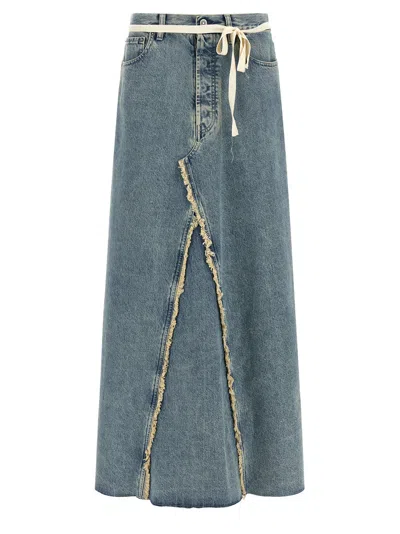 Maison Margiela Blue Cotton Mini Women's Skirt