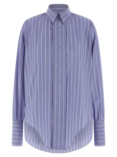 Maison Margiela Striped Cotton Blouse In Blue