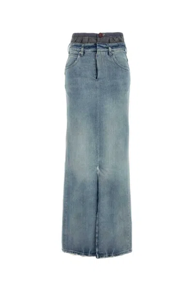 MAISON MARGIELA BLUE DENIM MAXI SKIRT