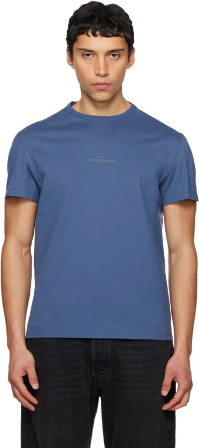 Maison Margiela Crew Neck Cotton Jersey Short Sleeve T-shirt In Blue