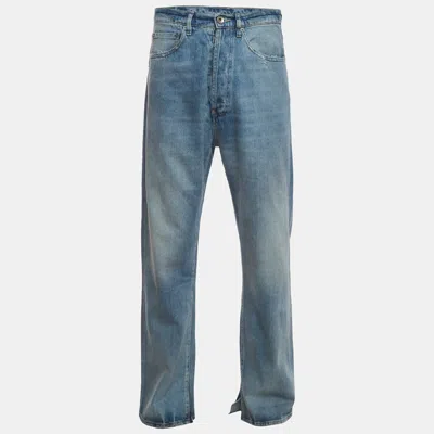 Pre-owned Maison Margiela Blue Distressed Denim Wide Leg Jeans M/waist 32"