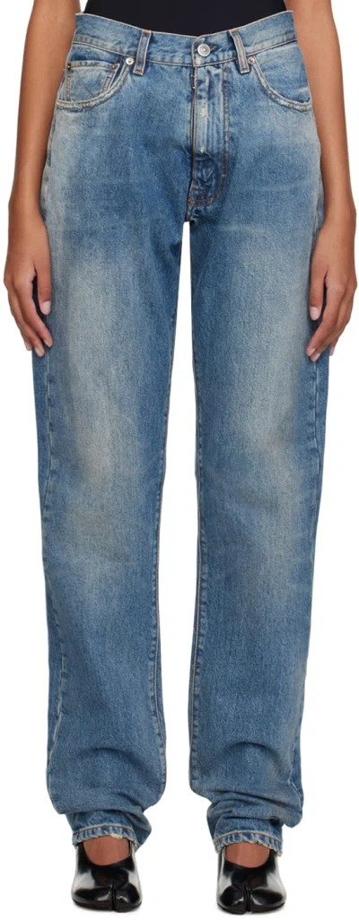 Maison Margiela Blue Distressed Jeans In 984 Light Classic Wa