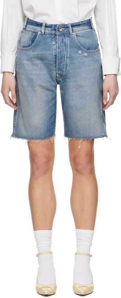 Maison Margiela Blue Faded Denim Shorts In 961 Light Blue
