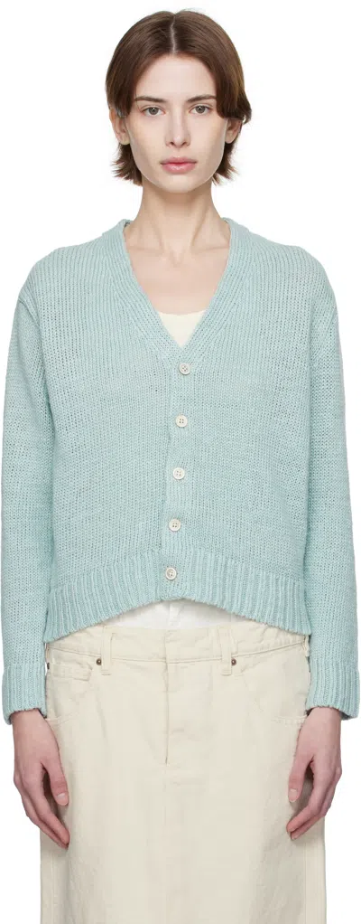 Maison Margiela Blue Gardening Hemp Knit Cardigan In 545 Light Blue