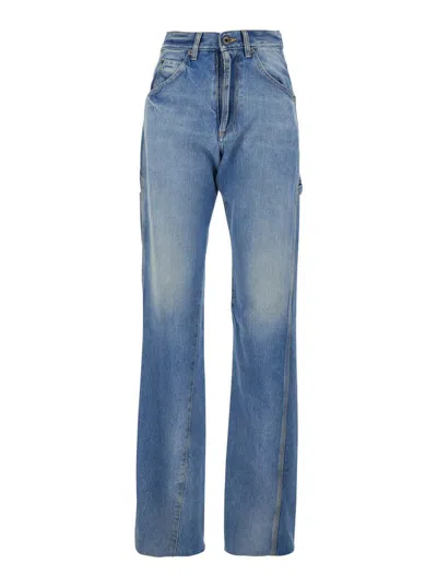 Maison Margiela Blue Jeans With Five-pocket Design And A Faded Effect In Denim Woman