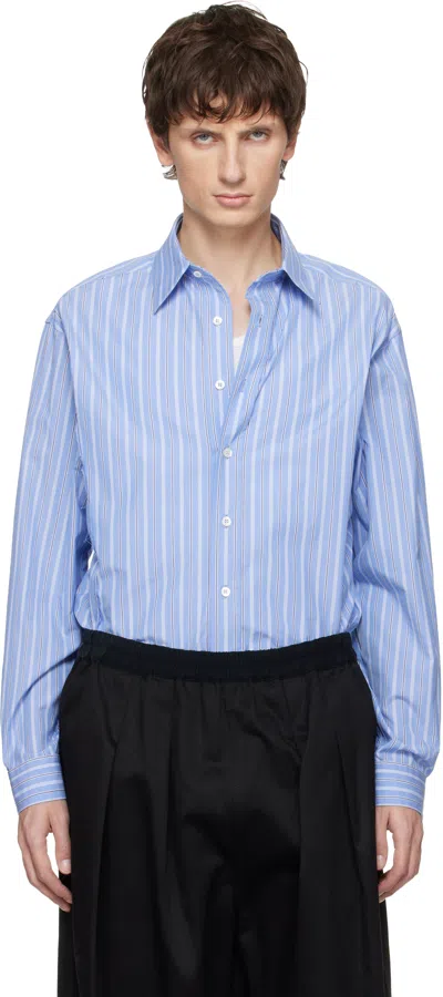 Maison Margiela Blue Long-sleeved Shirt In Multi