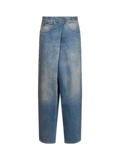 Maison Margiela Blue Old-finish Cotton Denim Wrap Jeans