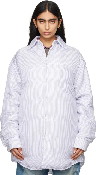 Maison Margiela Blue Padded Stripe Shirt In 001f Blue