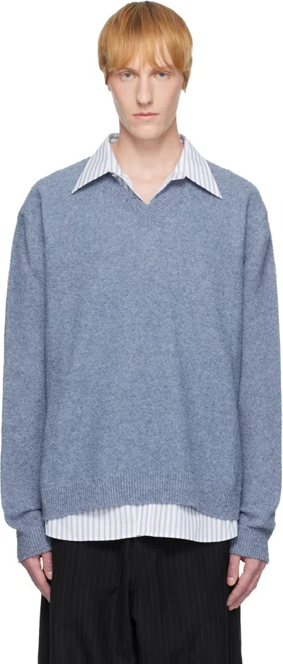 Maison Margiela Blue Pile Knit Sweater