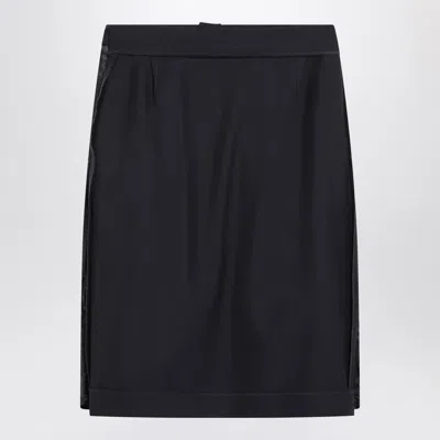 Maison Margiela Blue Skirt With Satin Side Panels In Black