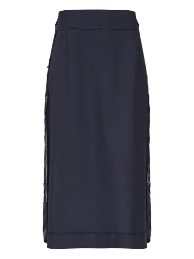 MAISON MARGIELA MAISON MARGIELA  BLUE SKIRT WITH SATIN SIDE PANELS