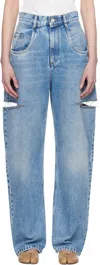 Maison Margiela Womens Blue Icons Cut-out Straight-leg High-rise Jeans In 470 Denim