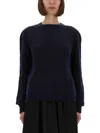Maison Margiela Blue Solid Crew Neck Sweater In Blue