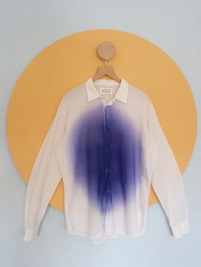 Pre-owned Maison Margiela Blue Spray Print Shirt Ss10 In White