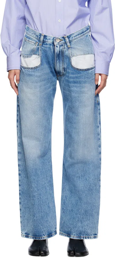 Maison Margiela Straight Leg Jeans With Contrasted Pockets Clothing In Blue