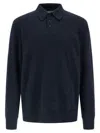 Maison Margiela Knitwear With Buttoned Collar And Elbow Patches In Blue