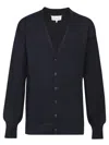 Maison Margiela V-neck Cardigan With Button Front Closure And Long Sleeves In Blue