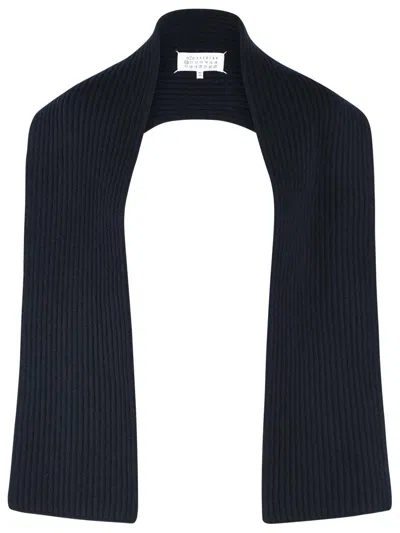 Maison Margiela Blue Virgin Wool Scarf In Neutral