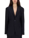 Maison Margiela Blue Wool Jacket In Black