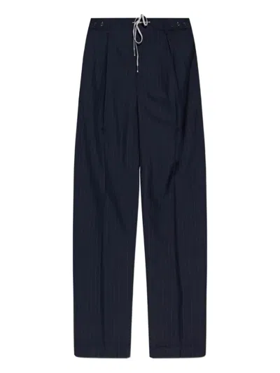 Maison Margiela Blue Wool Pants In Black
