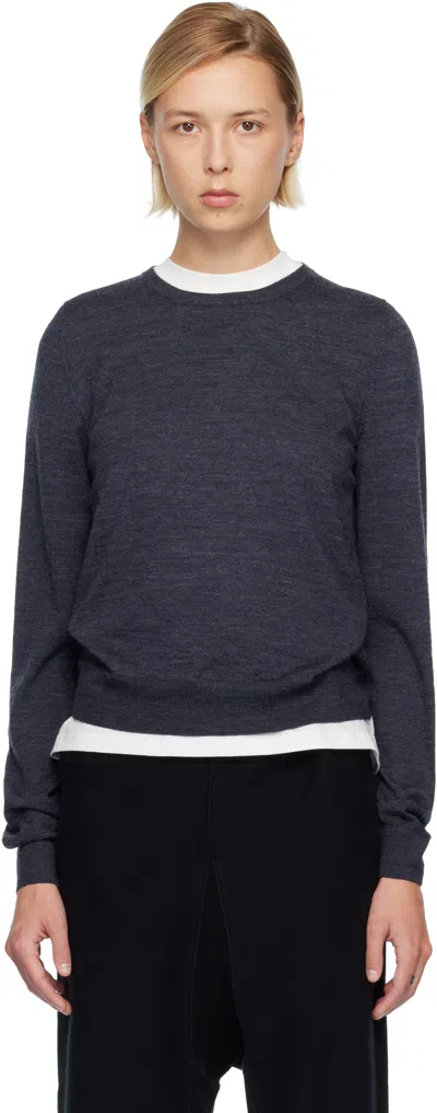 Maison Margiela Blue Wool Sweater In Gray