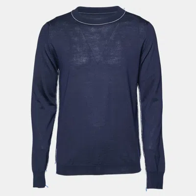 Pre-owned Maison Margiela Blue Wool Work In Progress Sweater L