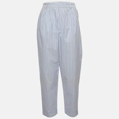 Pre-owned Maison Margiela Blue/white Striped Cotton Trousers S