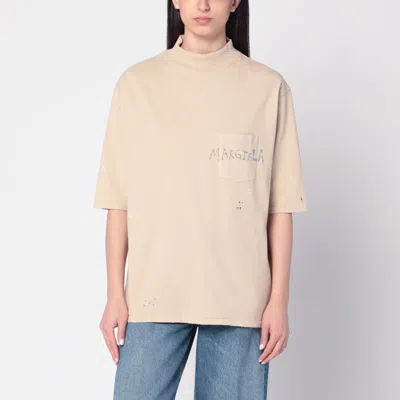 Maison Margiela Blush Beige T-shirt With Graffiti Logo