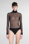 Maison Margiela Black Semi-transparent Turtleneck Body In Black