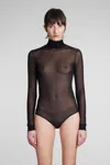 Maison Margiela Black Semi-transparent Turtleneck Body In Black