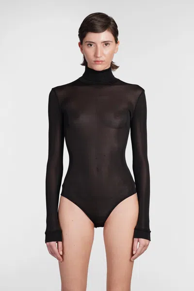 Maison Margiela Transparent High-neck Bodysuit In Black Viscose Jersey