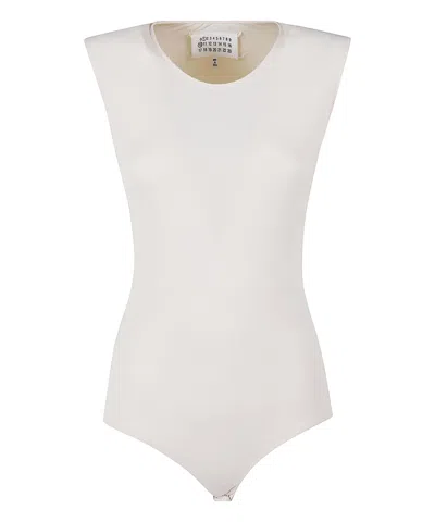 Maison Margiela Sleeveless Plain Slim Bodysuit In Mandorla