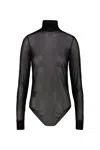 Maison Margiela Transparent High-neck Bodysuit In Black Viscose Jersey In Black