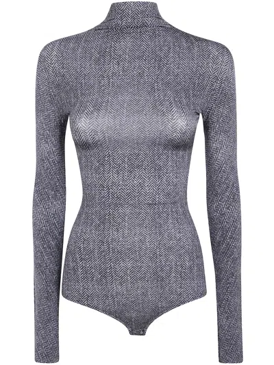 Maison Margiela Bodysuit Printed Herringbone In Gray
