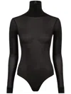 Maison Margiela Transparent High-neck Bodysuit In Black Viscose Jersey In Black