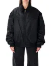 Maison Margiela Oversized Nylon Bomber Jacket With Velvet Collar In Black