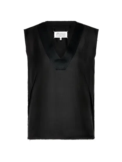 Maison Margiela Bonded Creases Sleeveless Top In Black