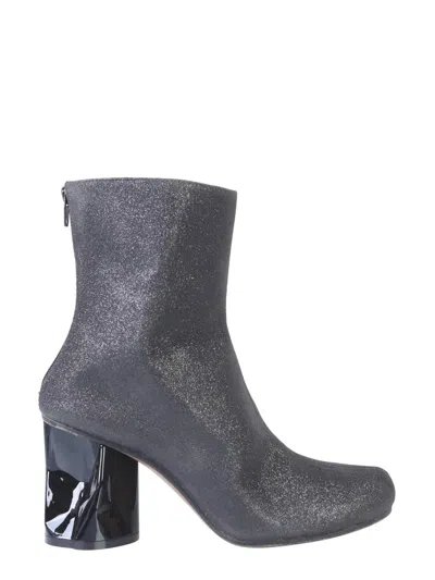 Maison Margiela Ankle Boot With Crushed-effect Block Heel In Gray