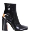Maison Margiela Mm22 Brushed Leather Ankle Boots With Squared Toe Heel 10.5c In Black