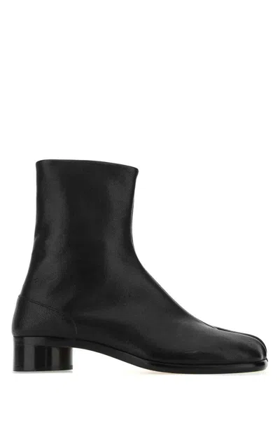 Maison Margiela Tabi Split-toe Textured-leather Boots In Black