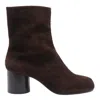 Maison Margiela Suede Ankle Boots With High Block Heel In Brown
