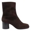 Maison Margiela Suede Ankle Boots With High Block Heel In Brown